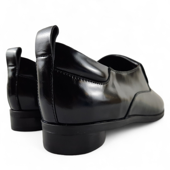 AEROSOLE Menswear Inspired Womens Black Glossy Leather Loafer Minimalist 9.5 - Picture 11 of 13